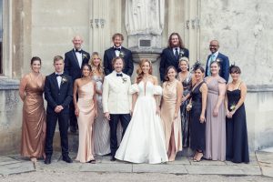 Group Wedding Photograph at Ashridge House in the Italian Gardens